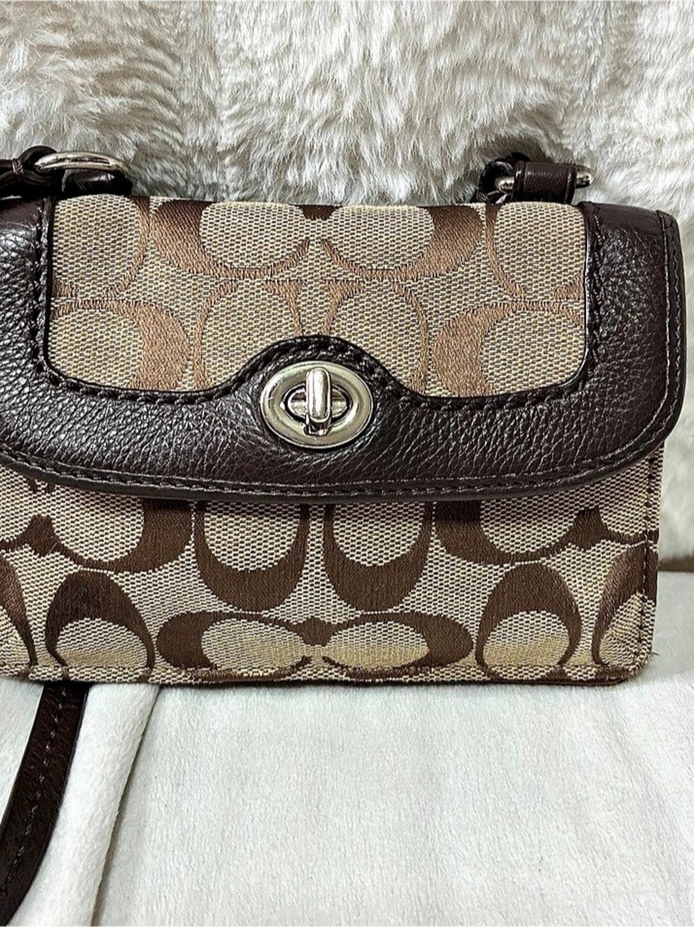 Coach Park Signature Dylan Crossbody Wallet in Khaki/Mahogany